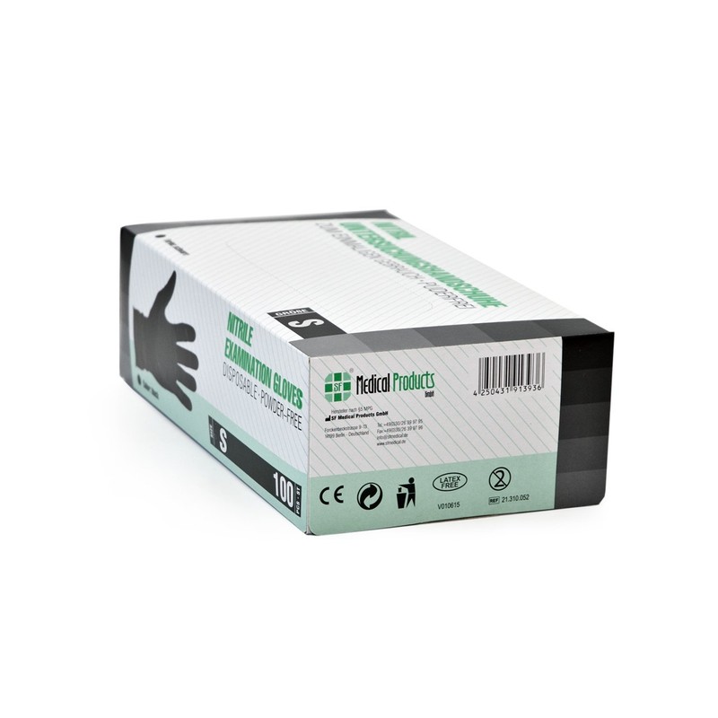 Nitrile Gloves, Box of 100 (S, Black) Disposable Gloves, Examination