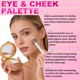 4-In-1 Eye & Cheek Palette, Blush Highlighter with 1 PCS Brush