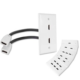 MXTECHNIC Single Port 4K HDMI Wall Plate Outlet Cover with 6 Inch Female to Female High Speed HDMI Pigtail Cable for Video Game Systems,TV Boxes(2-Port)