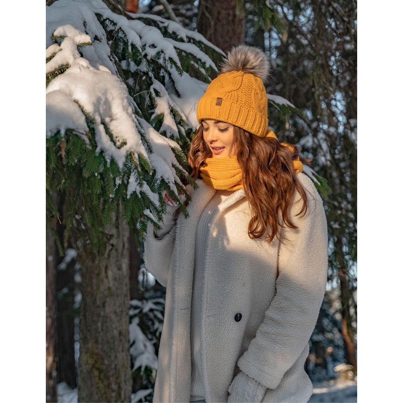 VIVISENCE 7014 Women's Bobble Hat Winter Warm Thick Patterned Made