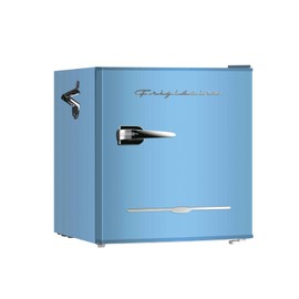 Frigidaire EFR176 Retro Compact Fridge with Chiller Mini Refrigerator with Built-in Bottle Opener for Office, Bedroom, Dorm Room or Cabin, 1.6 cu ft 16" D x 18" W x 18.5" H, Blue