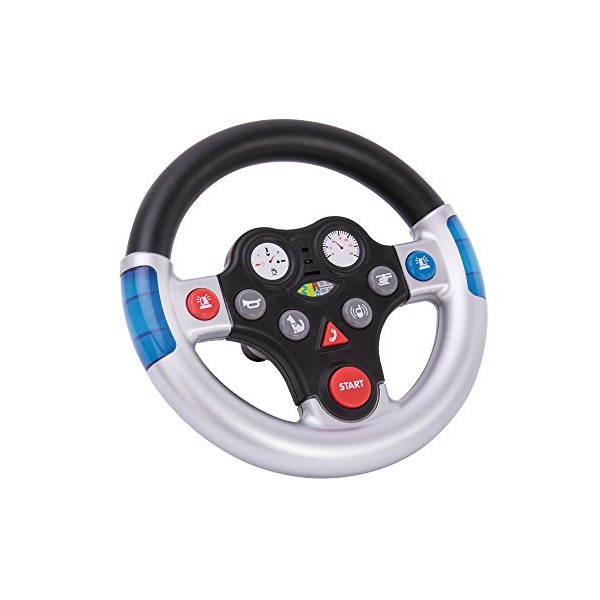 BIG 800056493 Various Rescue Sounds for Bobby Cars 2010 Onwards Tractors Toy Steering Wheel for Children from 1 Year Old, Single, Silver
