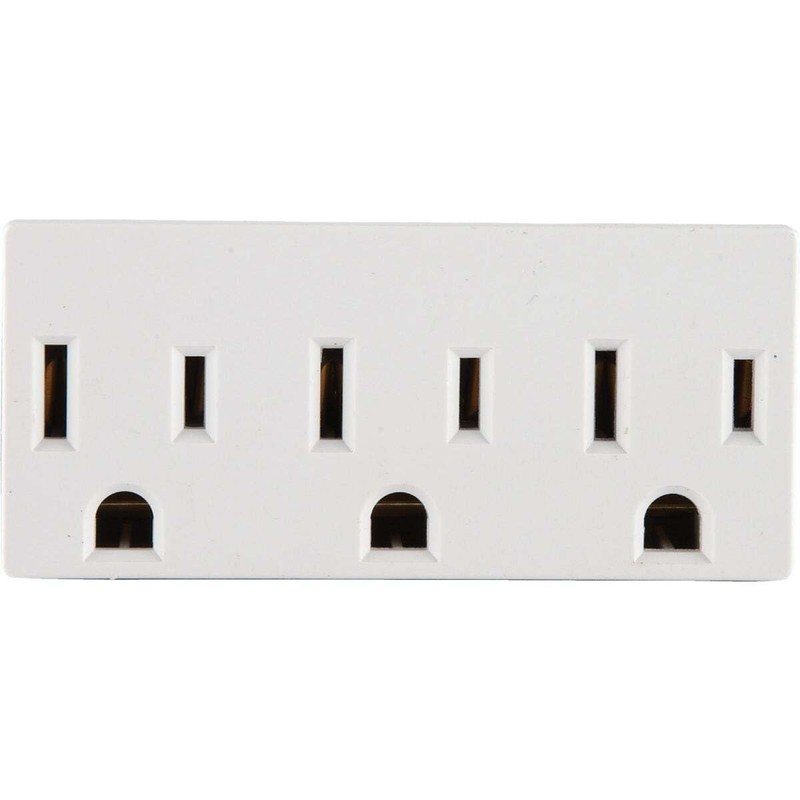 Leviton 15 Amp, 125 Volt, Triple Outlet Adapter, 697-W, White