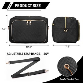 EXLIFBAG Crochet Bag, Yarn Storage Organizer with Adjustable Shoulder Straps, Yarn Bag for Crochet Accessories, Knitting Needles & Crochet Hooks