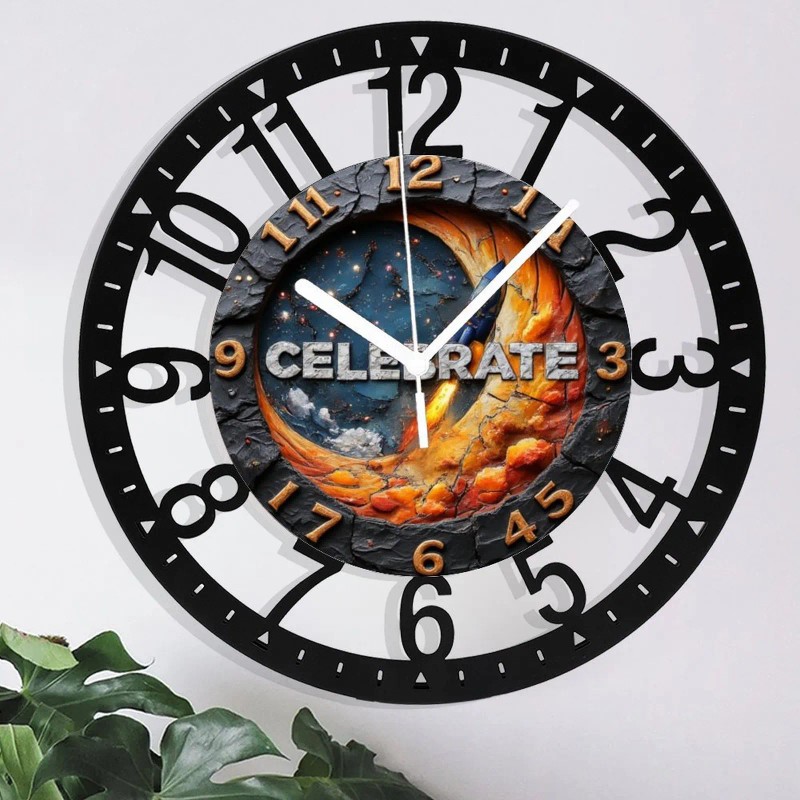 25cm Circular Iron Wall Clock with a Compass Navigation Iconsheet
