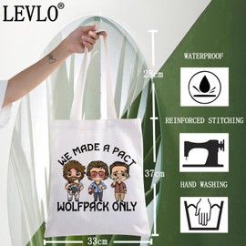 LEVLO Funny Hangover Cosmetic Makeup Bag Phil & Stu & Alan Fans Gift We Made a Pact Wolf Pack Only Hangover Toiletry Bag Hangover Movie Merch, Wolfpack Only Tote, L