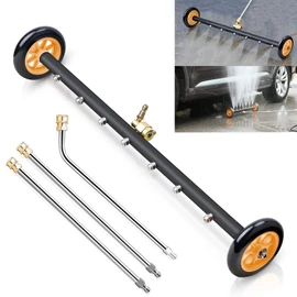 Pressure Washer Undercarriage Cleaner, Upgrade Extended 24 Inch Power Washer Surface Cleaner Attachments with 7 Nozzles, UnderCar Wash Water Broom w/ 2 Pcs Extension Wand 1 Pc 75°Angled Wand 4000 PSI