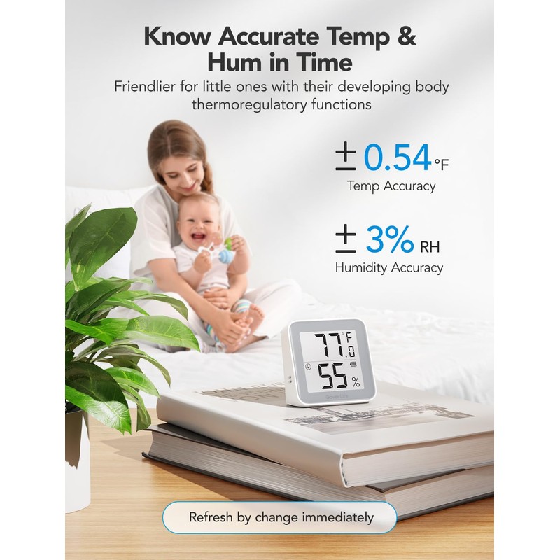 GoveeLife E-Ink Bluetooth Thermometer Hygrometer, Smart Digital Indoor Wireless Temperature