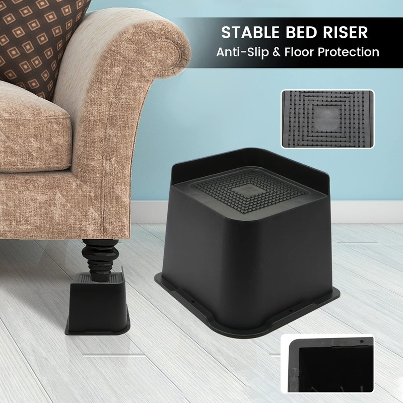 MYMULIKE Bed Risers 4 inch,6 inch, 8 inch, Oversized Furniture