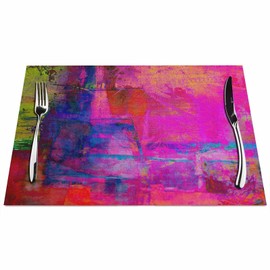 Walmsco Placemats Color Rendering Style Decor For Dining Room Kitchen Table,Waterproof Non-Slip Washable Heat Resistant Placemats,Set of 4,12"x18"
