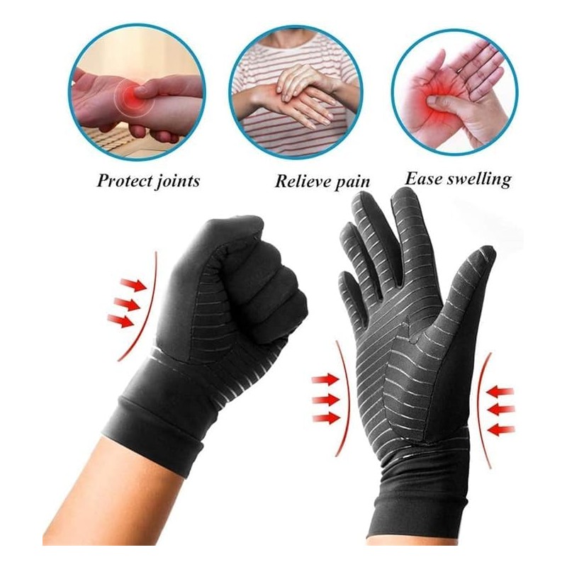 Jesata 1 Pair Full Finger Compression Arthritis Gloves | Breathable