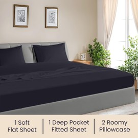 SGI bedding 120"x 80" 4 Pc Family King Size Sheet Set 1000 Thread Count 100% Egyptian Cotton - Deep Pocket 18" Ultra Soft, Breathable, Hotel Quality Sheets, Oversized Bed Sheets, Dark Gray