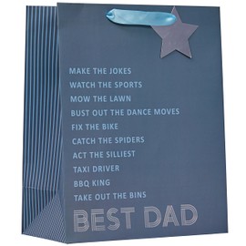 Design by Violet Blue ‘Best Dad’ Gift Bag with Star Gift Tag for Father’s Day, Birthday, Occasion, For Dad, Gift Wrap, Best Dad Ever, Motif and Messages Design - Large Size