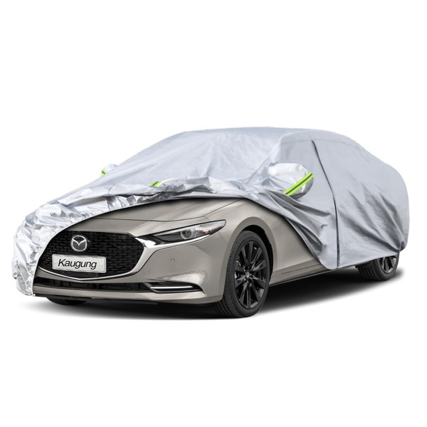 Kaugung 6 Layers Car Cover Custom Fit Mazda 3 Sedan from 2003 to 2023, Waterproof All Weather Resistant Outdoor Indoor Sun Rain Dust Snow Protection.(USA Warehouse,Within 3-7 Days)