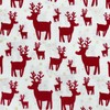 Christmas Fabric - Red Reindeers Stags on Off White -
