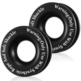 Otoolling 2 Pcs Winch Snatch Recovery Ring Block Pulley 66, 000 Lbs Compatible for SUV UTV ATV Off-Road Vehicle and Truck Pulley Towing Ring for Synthetic Rope and Soft Shackle(Black)