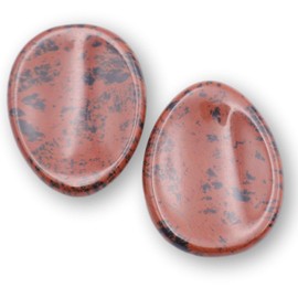 NatureWonders 2 Mahogany Obsidian Worry Stones, Thumb Stones, Chakra Stones, Healing Crystals, Powerful & Popular, All Natural, Finished with Beeswax, Meditation, Energy Healing, Reiki