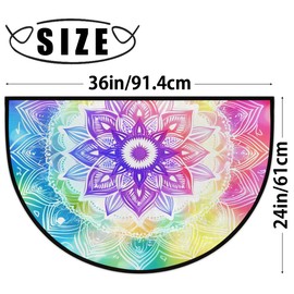 Peaom Rainbow Mandala Floral Half Round Door Mat Indoor Entrance Low Pile Non Slip Absorbent Semi Circle Welcome Mats Doormats 36x24 in Floor Mats for Home Kitchen