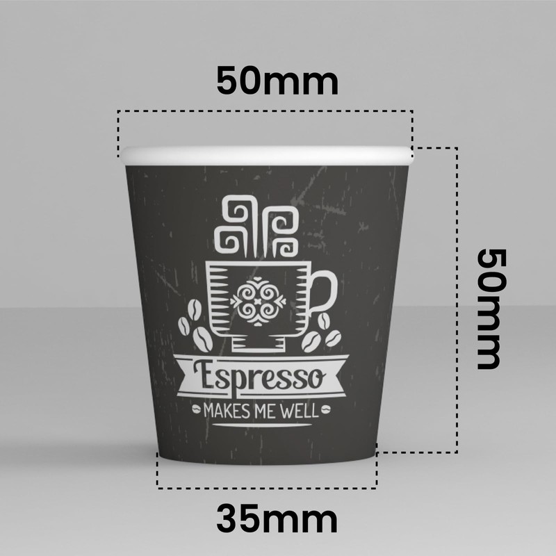 Eurocali 200 Espresso Paper Cups 65 ml Biodegradable Coffee Disposable