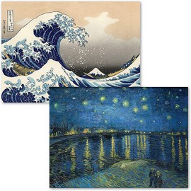 PalaceLearning 2 Pack - Starry Night Over The Rhone by Vincent Van Gogh & The Great Wave Off Kanagawa by Katsushika Hokusai - Fine Art Poster Prints (Laminated, 18" x 24")