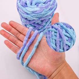 Maxee Chenille Wool Yarn, 180 g (90 g x 2), Approx. 130 m, Super-Soft Knitting, Chunky Knit Wool, Yarn for Crocheting, for Weaving Scarves, Hats, Blankets, Scatter Cushions, Navy Blue 19