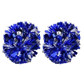 VGEBY Cheerleading Pom Poms, Plastic Cheerleader Cheer Pom Poms for Team Spirit Cheering(Silver+Blue)