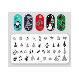 Christmas Metal Nail Stamping Plate Snowflake Santa Sleigh Reindeer Tree Xy 01 Nail Wraps Stickers Manicure Supplies for Women Nails Full Long Lasting Easy Apply and Remove