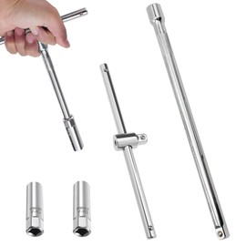 GVPOELR Pack of 2 T Handle Spark Plug Wrench, Universal Flexible Spark Plug Wrench, Sliding T-Handle Remover, for Spark Plugs 14 mm/16 mm, Pivoting Magnetic, for Car Motorcycle