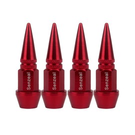 Senzeal 4X Long Impale Spike Style Polished Aluminum Tire Valve Stem Caps Red