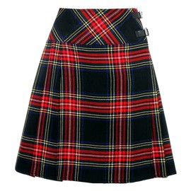 The Scotland Kilt Company Ladies Scottish 20” Knee Length Kilt in Black Stewart - Adjustable Leather Buckle, High Rise, Flattering Fit Skirt - 8 UK