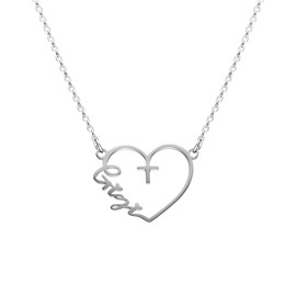 omodofo Gigi Necklace Heart Cross Pendant Necklace Stainless Steel Jewelry For Grandmother Gigi Nana Christian Mother's Day Gift