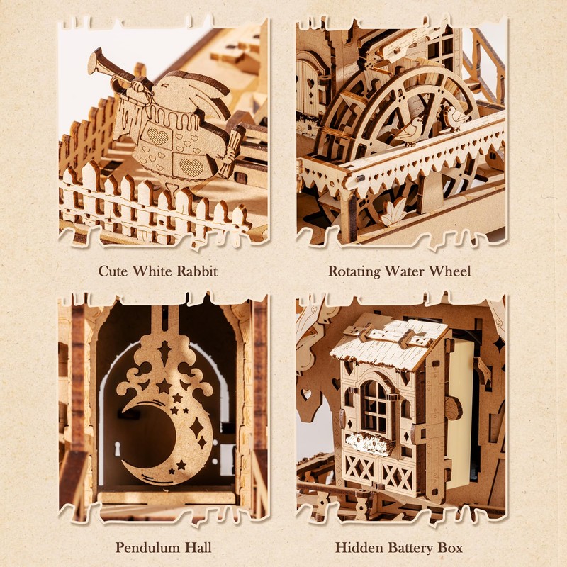 ROBOTIME 3D Wooden Puzzles for Adults-Cuckoo Clock Wooden Models for