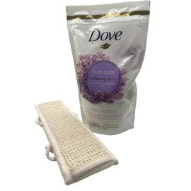 Dove Lavender and Chamomile Relaxing Care Bath Salts (900G) Bundled with Exfoliating Bath Back Loofah