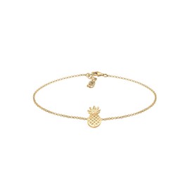 Elli Anklet Women's Anklet Pineapple Tropical in 925 Sterling Silver Gold-Plated, Facet cut, No Gemstone