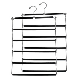 Multi Tier Swing Arm Pants Hanger | Space Saving Clothing Hangers with Foam Padding and Removable Arms | Alloy Steel Construction for Durability (2, 5 Tier)