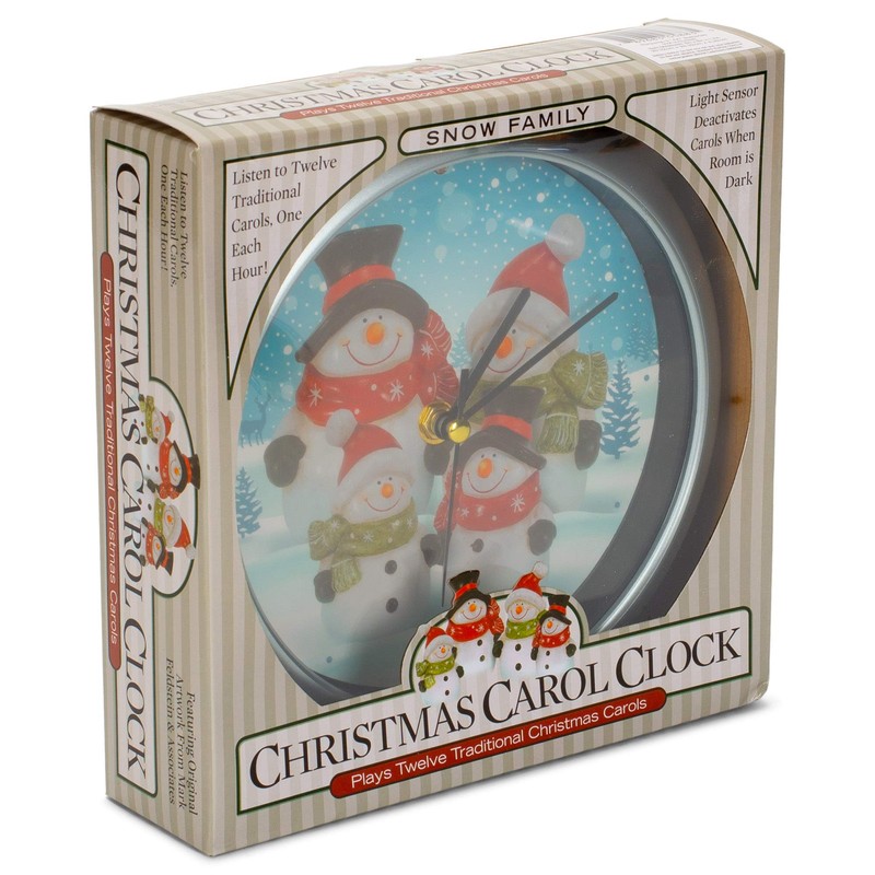 Snowman Family Winter Wonderland Round Silvertone Framed 8 Inch Musical