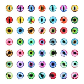 PATIKIL 6mm Dragon Eyes, 100 Pcs Round Glass Eyes Animals Crochet Eyes for Clay Doll Making Craft DIY Findings Jewelry Making, Multicolored