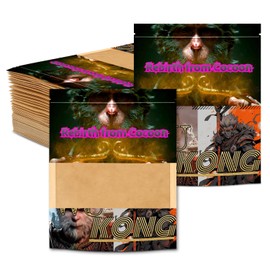 JKIOO 100 Pcs With Design Patterns Kraft paper Bags Packaging Bags3.94x4.92In,Resealable Bags Foil Pouch Bags for Food Storage and Tea,Coffee Bean,Snack Candy for Small Business (JK8011)