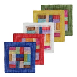 Seoulful Vintage Korean Saekdong Coasters - Traditional Multicolor Patchwork Set of 5 with Random Colors - Korean Home Decor Chuseok Gifts