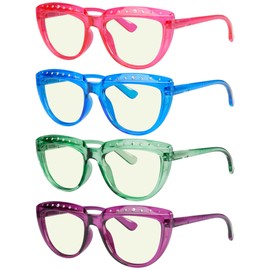 Eyekepper Multipack tinted Blue Light Blocking Reading Glasses for Women Men Readers Computer Eyeglasses +1.00