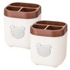 Disnace 2 Cute Bear Pen Holder with 3 Compartments, Desk