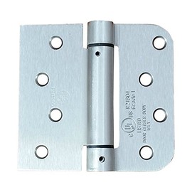 Hinge Outlet Spring Self-Closing Hinges, 4 Inch x 4.25 Inch Square with 5/8 Inch Satin Nickel - 2 Pack - Adjustable Door Closing