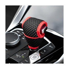 FSTURIOS Car Gear Shift Knob Cover, Anti-Slip Manual Automatic Shifting Knob Gear Handle Stick Protection, Breathable Automotive Rod Lever Shifter Knobs Cover for SUV Truck RV (Black & Red, Regular)