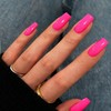 Uñas postizas de gel rosa intenso, largas y cuadradas, uñas