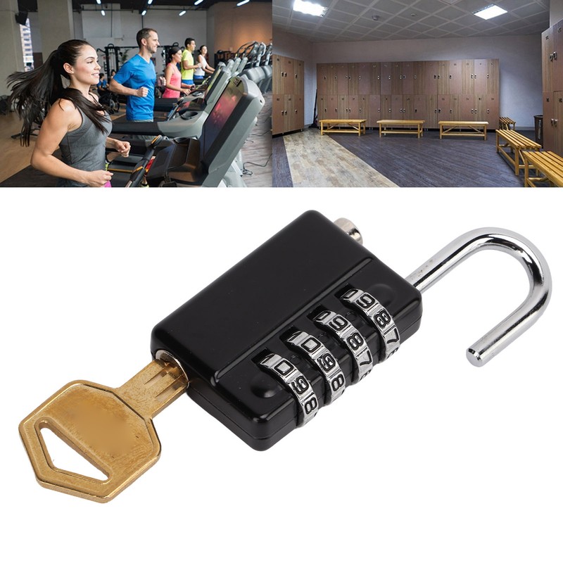 Gym Bag Locker Padlock 4 Digit Combination Zinc Alloy Black