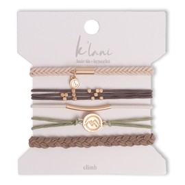 K’lani - Hair Tie Bracelets for Women - Dual-Use Bracelet and Hair Tie - Stylish Ponytail Hair Accessories - (Climb) Set of 5 - (L)