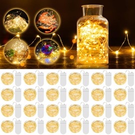 JSXing Cadena de Luces 24 piezas,200CM 20LED Guirnalda de Luces, Luces Led para Fiesta para DIY Bodas, Fiestas, Luces Decorativas Navideñas,Luz cálida