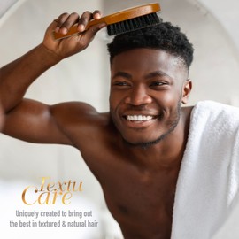 Titan Spin Wave Brush 1pc Wooden Brush for Men Firm Bristles for Coarse Hair. Use for Smoothing, Wave Styles, Soft on Scalp, Club Handle