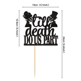 Ercadio - Paquete de 1 decoración para tartas de Till Death Do Us Part, purpurina negra, para bodas, compromisos, pasteles, para bodas, compromisos, fiestas, decoraciones de pasteles