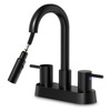 NOHALIPY Stainless Steel Matte Black Bathroom Faucet with Pull Out